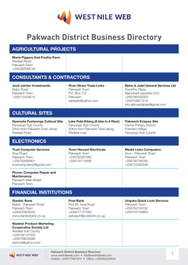 Pakwach District Business Directory.Indd