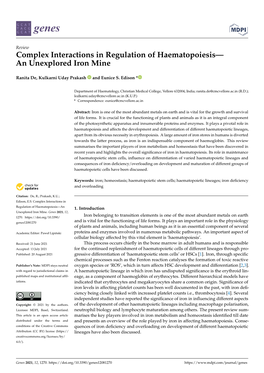 Complex Interactions in Regulation of Haematopoiesis—An Unexplored