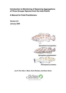 Introduction to Monitoring of Spawning Aggregations of Three Grouper Species from the Indo-Pacific