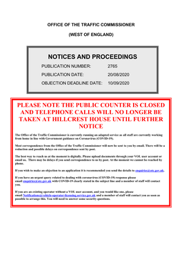 Notices and Proceedings for the West of England