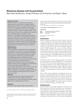 Rotavirus Disease and Its Prevention Marc-Alain Widdowson, Joseph S