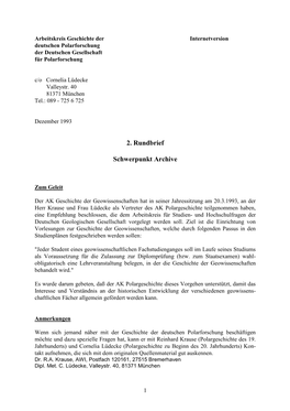 2. Rundbrief Schwerpunkt Archive