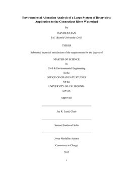 Environmental Alteration Analysis of a Large System of Reservoirs: Application to the Connecticut River Watershed