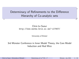 Determinacy of Refinements to the Difference Hierarchy of Co-Analytic