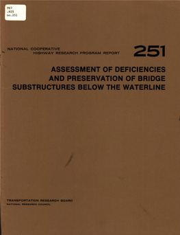 Assessment of Deficiencies and Preservation of Bridge Substructures Below the Waterline