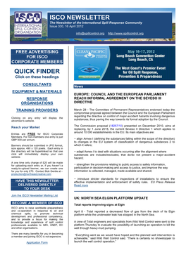 ISCO NEWSLETTER the Newsletter of the International Spill Response Community Issue 330, 16 April 2012