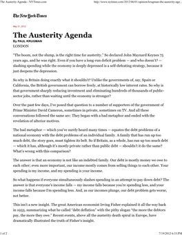 The Austerity Agenda - Nytimes.Com