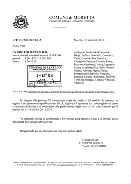 COMUNE Di MORETTA PROVINCIA Di CUNEO - REGIONE PIEMONTE