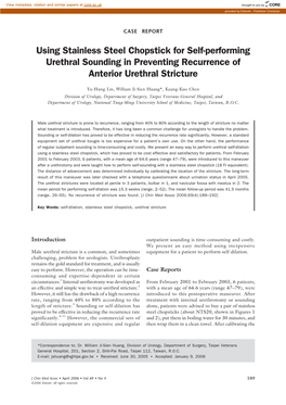 Using Stainless Steel Chopstick for Self-Performing Urethral Sounding in Preventing Recurrence of Anterior Urethral Stricture