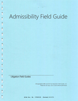 Admissibility Field Guide