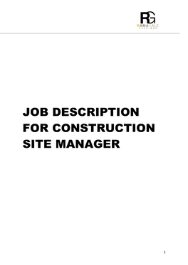 Job Description for Construction Site Manager