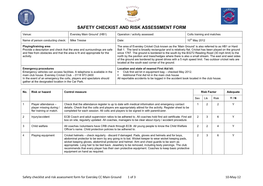 Safety Checklist and Risk Assessment Form for Eversley CC Main Ground 1 of 3 10-May-12