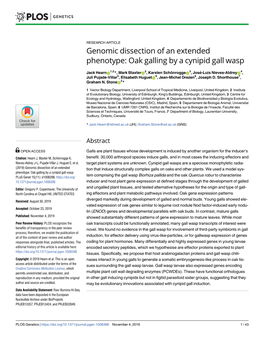 Genomic Dissection of an Extended Phenotype: Oak Galling by a Cynipid Gall Wasp