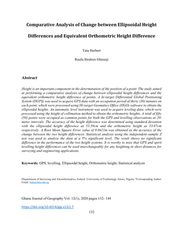 Comparative Analysis of Change Between Ellipsoidal Height