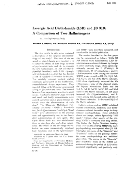 Lysergic Acid Diethylamide (LSD) and JB 318: a Comparison of Two Hallucinogens