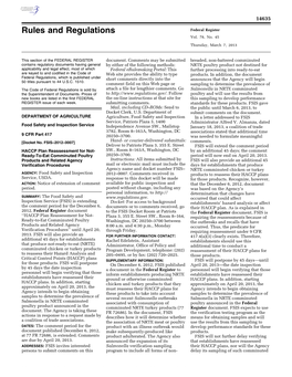 HACCP Plan Reassessment for Not- SW., Room 8–163A, Washington, DC by an Additional 45 Days; the Comment Ready-To-Eat Comminuted Poultry 20250–3700