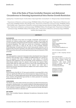 Role of the Ratio of Trans Cerebellar Diameter and Abdominal Circumference in Detecting Asymmetrical Intra Uterine Growth Restriction