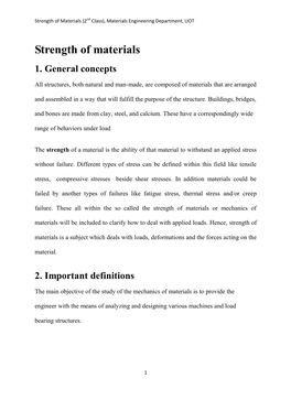 Strength of Materials (2Nd Class), Materials Engineering Department, UOT