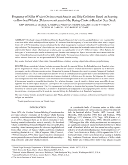 Frequency of Killer Whale (Orcinus Orca) Attacks and Ship Collisions