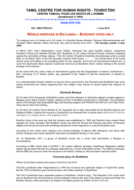 World Heritage in Sri Lanka – Buddhist Sites Only