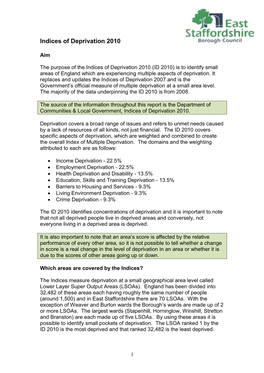 Indices of Deprivation 2010