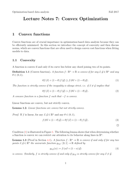 Lecture Notes 7: Convex Optimization