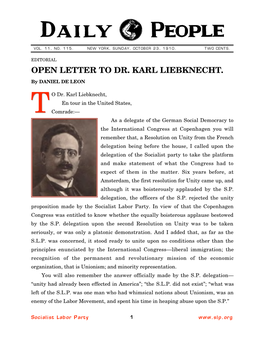 Open Letter to Dr. Karl Liebknecht