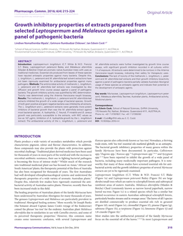 Growth Inhibitory Properties of Extracts Prepared from Selected