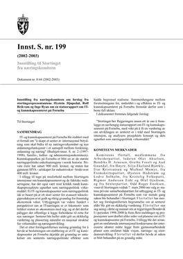 Innst. S. Nr. 199 (2002-2003) Innstilling Til Stortinget Fra Næringskomiteen