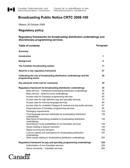 Broadcasting Public Notice CRTC 2008-100