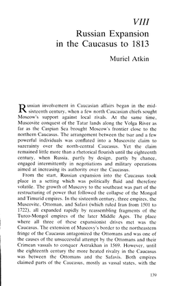 Russian Expansion in the Caucasus to 1813