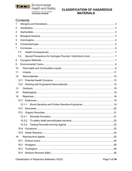 Classification of Hazardous Materials