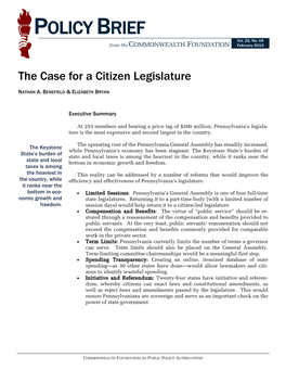 The Case for a Citizen Legislature