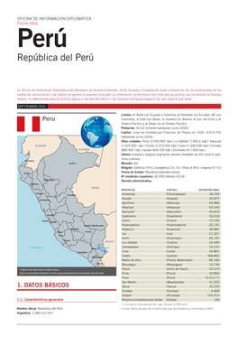 FICHA PAÍS Perú República Del Perú