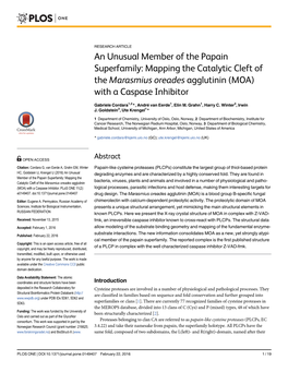 Mapping the Catalytic Cleft of the Marasmius Oreades Agglutinin (MOA) with a Caspase Inhibitor