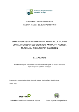 Seed Dispersal and Plant–Gorilla Mutualism in Southeast Cameroon