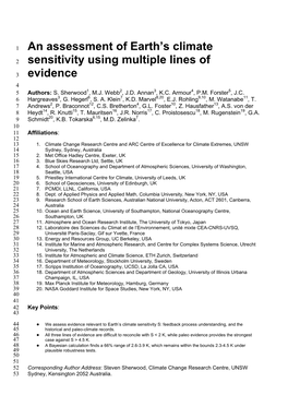 An Assessment of Earth's Climate Sensitivity Using Multiple Lines Of