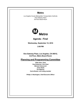 Planning and Programming Committee Agenda