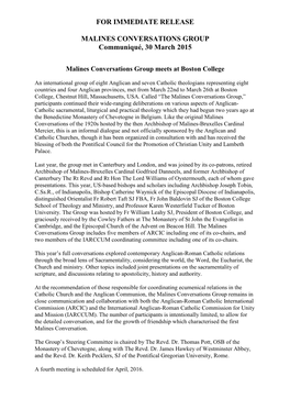 Malines Conversations Group Meets at Boston College