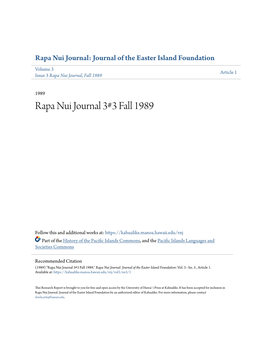 Rapa Nui Journal 3#3 Fall 1989