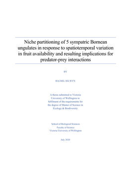 Niche Partitioning of 5 Sympatric Bornean Ungulates in Response To