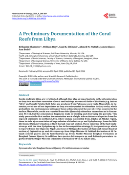 A Preliminary Documentation of the Coral Reefs from Libya