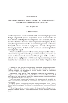 The Parameters of Vicarious Corporate: Criminal Liability for Genocide Under International Law