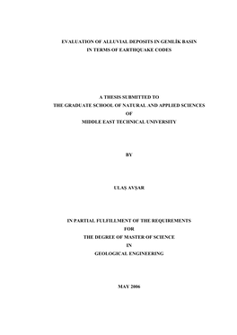 Evaluation of Alluvial Deposits in Gemlik Basin in Terms of Earthquake Codes