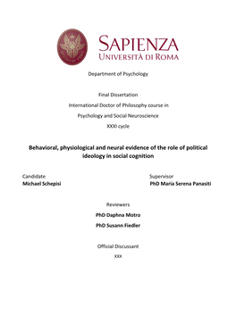 Behavioral, Physiological and Neural Evidence of the Role of Political Ideology in Social Cognition