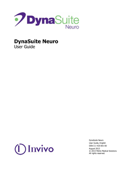 Dynasuite Neuro User Guide