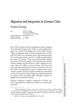 Migration and Integration in German Cities HKJU-CCPA, 18(2), 201–222 202