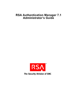 RSA Authentication Manager 7.1 Administrator's Guide