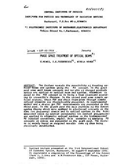 Phase Space Treatment of Optical Beams*}