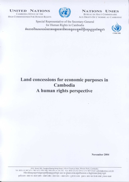 Report on Land Concessions for Economic Purposes from a Human Rights Perspective